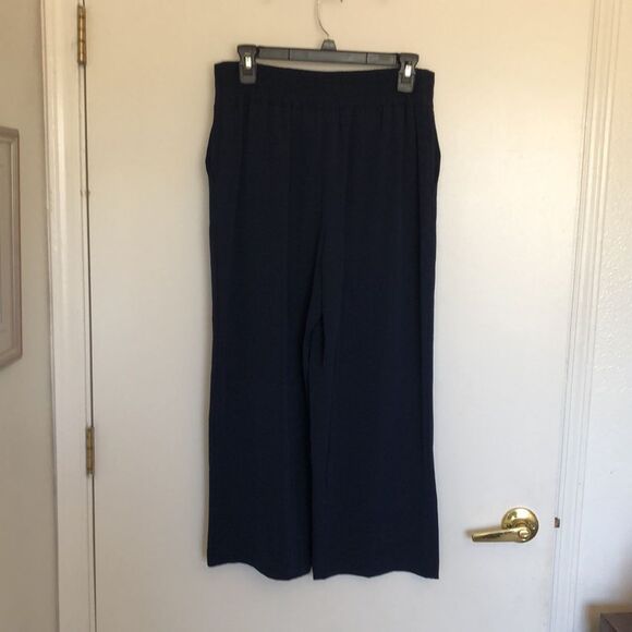 Zara Basic Pleated Wide Leg Pants Size S Gently used Navy - Picture 2 of 6